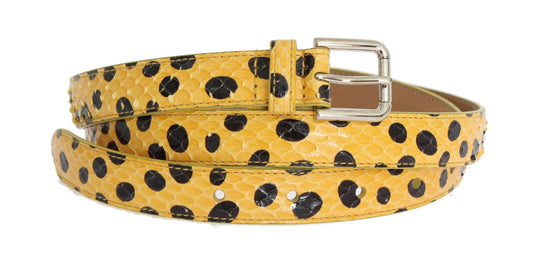 Yellow Snakeskin Silver Buckle Belt