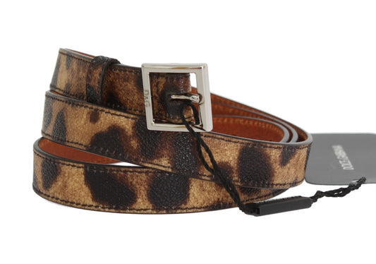 Brown Leopard Silver Buckle Belt