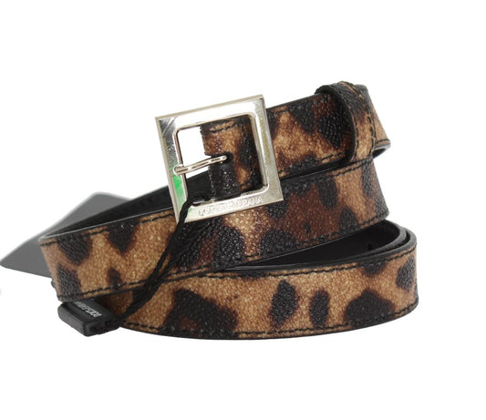 Brown Leopard Silver Buckle Belt