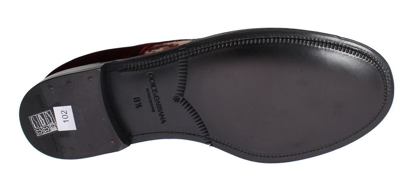 Bordeaux Velvet Ricamo Caiman Dress Shoes