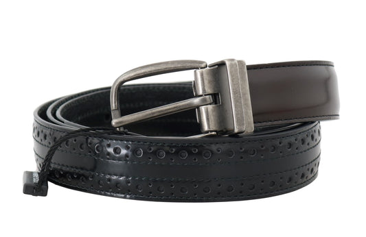 Black Brown Perforated Leather Belt
