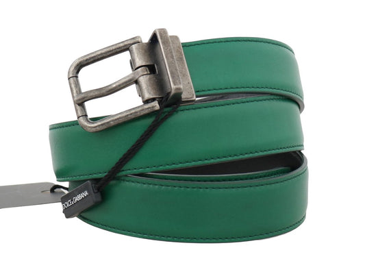 Green Leather Gray Buckle Belt