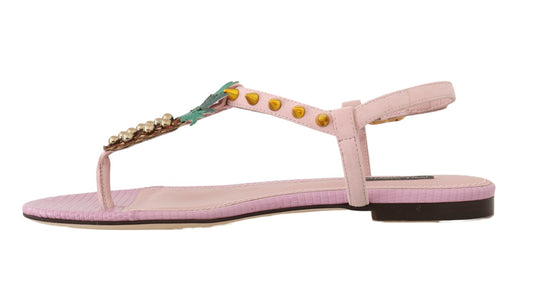 Pink Suede Pineapple Flip Flops