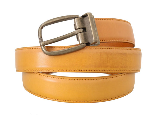 Yellow Leather Gold Buckle Belt