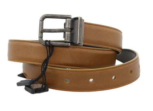 Yellow Gold Leather Gray Vintage Buckle Belt