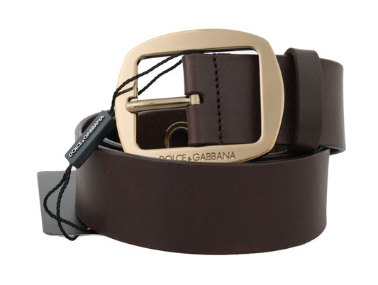 Brown Leather Gold Buckle Belt