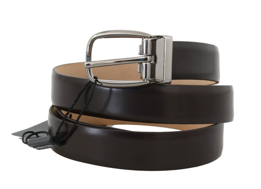 Brown Leather Silver Buckle Belt