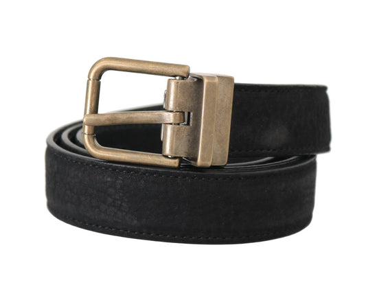 Blue Goatskin Suede Gold Buckle Mens Belt