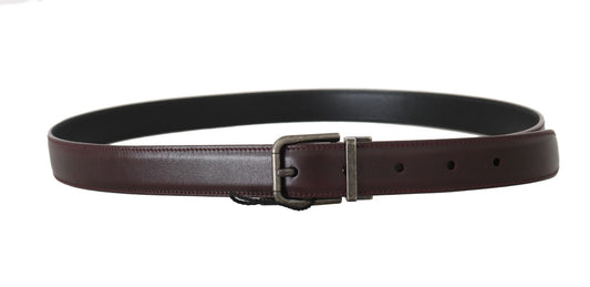 Bordeaux Leather Gray Brushed Buckle Belt