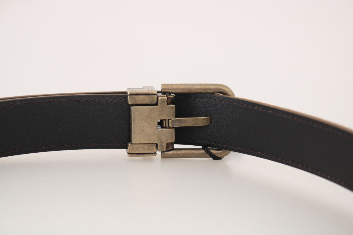 Brown Suede Leather Brushed Buckle Mens Belt