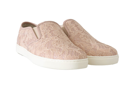 Pink Leather Lace Slip On Loafers