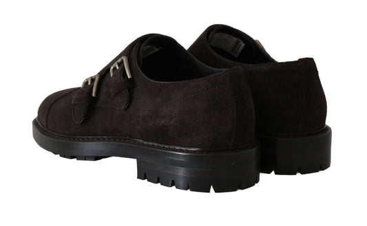 Brown Leather Derby Monkstrap Mens Shoes