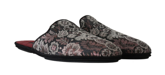 Floral Jacquard Suede Slides Slippers