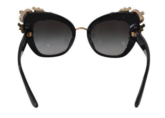 Black DG4319 Red Sacred Heart Gold Crystal Butterfly Sunglasses