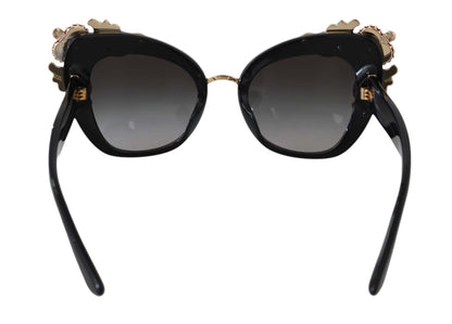 Black DG4319 Red Sacred Heart Gold Crystal Butterfly  Sunglasses