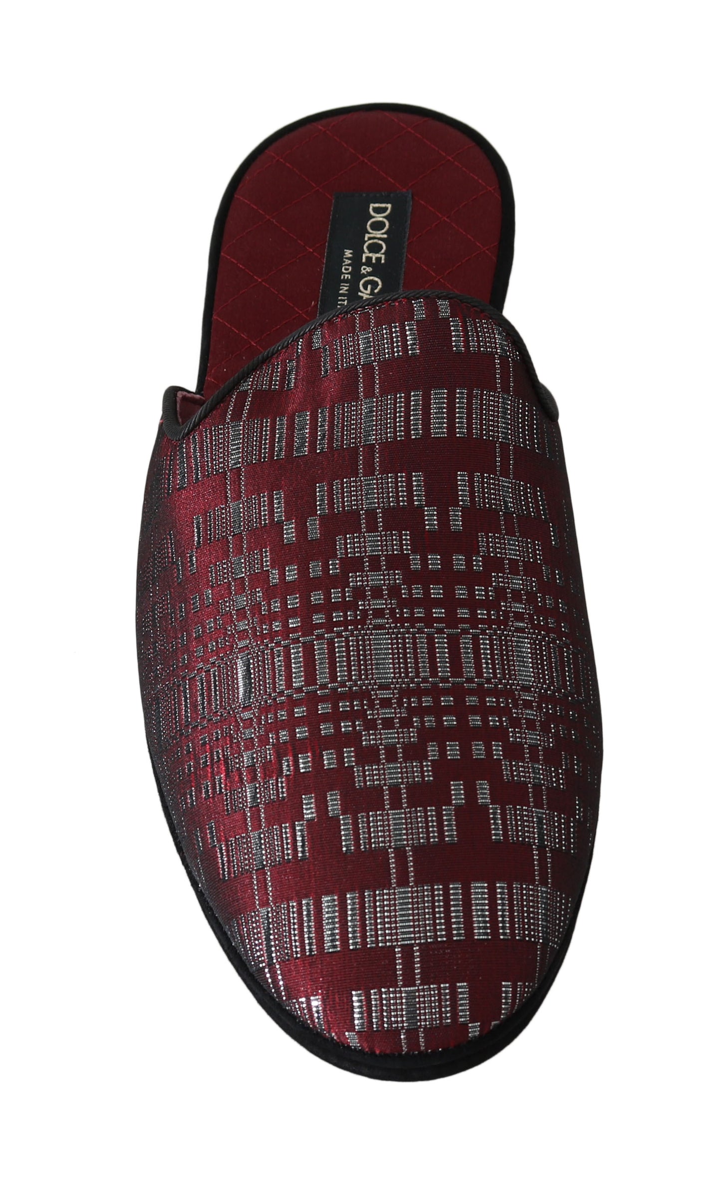 Red Silver Jacquard Slides Slippers