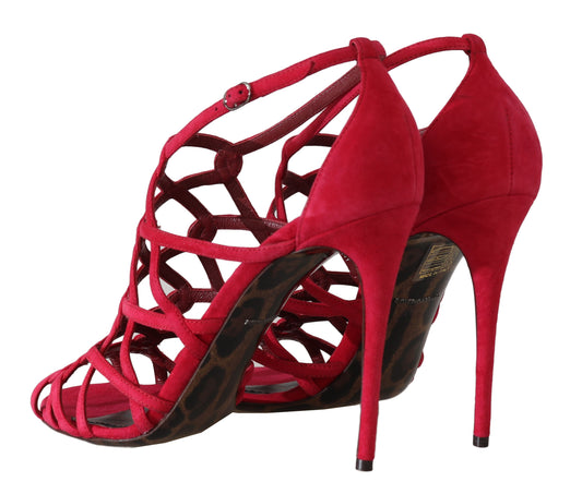 Shoes Stilettos Red Suede Strap Sandals