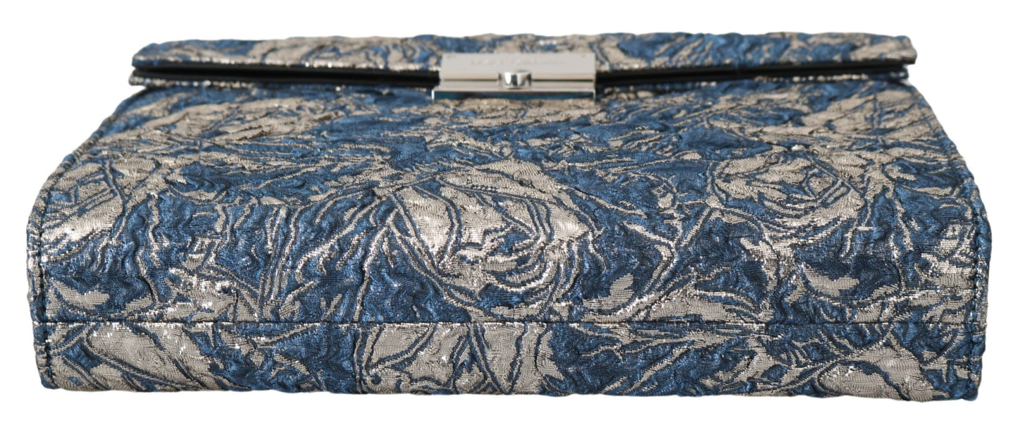Elegant Blue Croc-Print Briefcase Clutch
