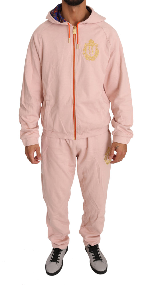 Elegant Pink Cotton Sweatsuit Luxury Comfort