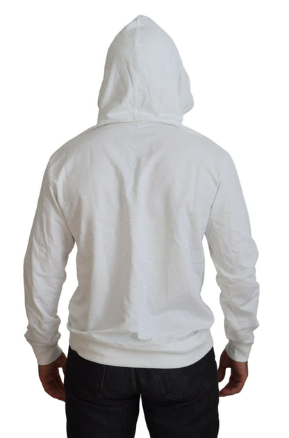 Elegant White Logo Hooded Sweatshirt