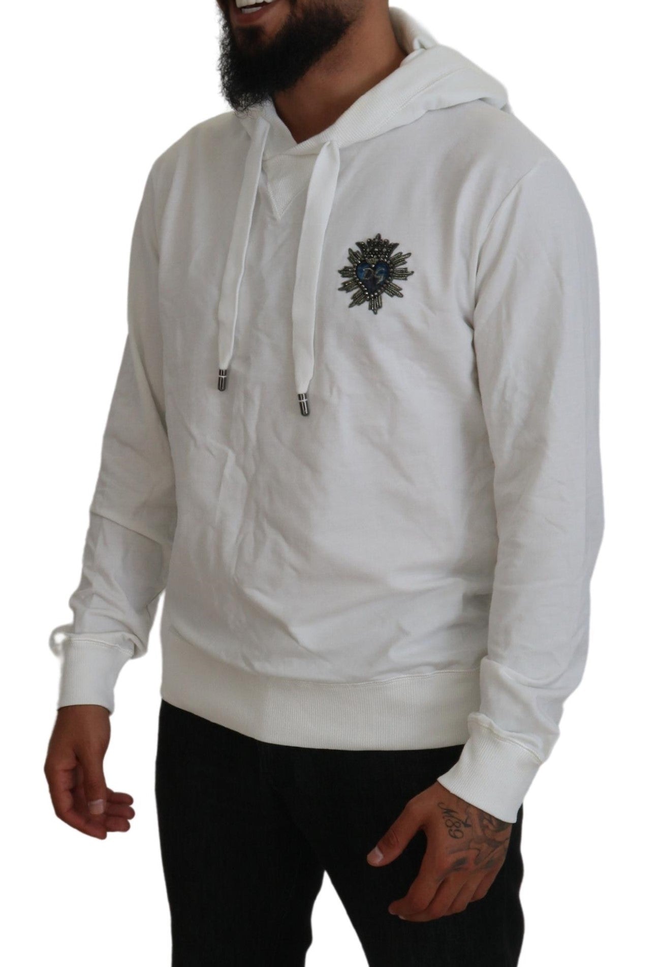 Elegant White Logo Hooded Sweatshirt