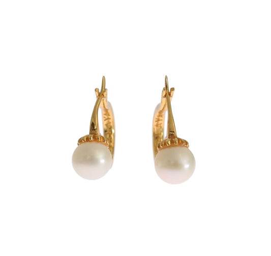 Pearl Latch Back Gold 925 Silver Earrings