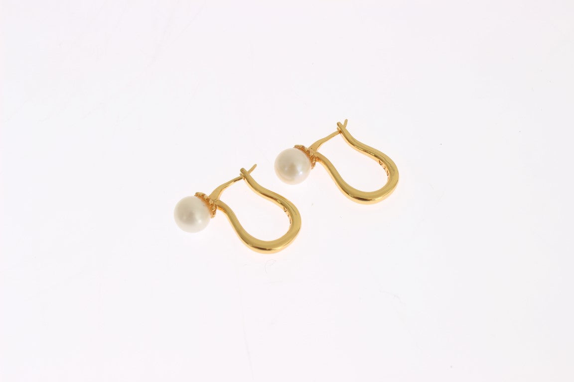Pearl Latch Back Gold 925 Silver Earrings