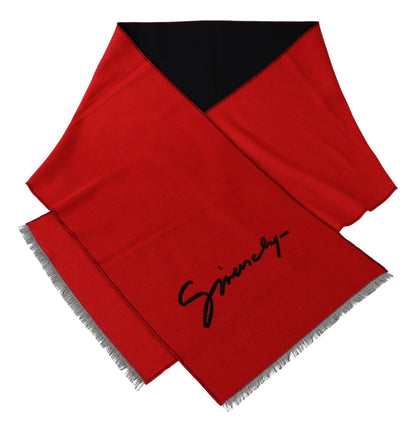 Elegant Red Wool Blend Unisex Scarf
