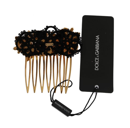 Gold Crystal Ladybug Floral Hair Comb