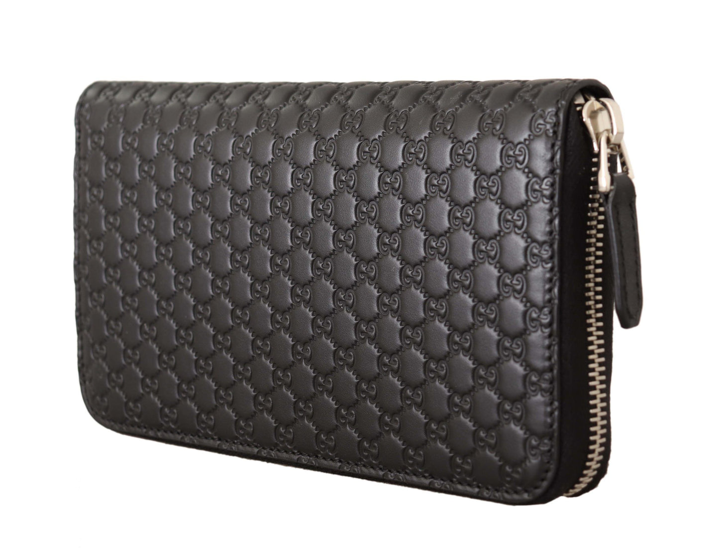 Elegant Black Leather Zip-Around Wallet