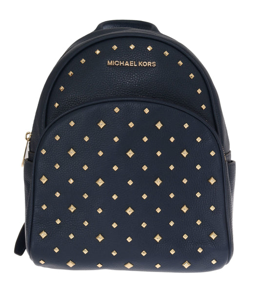 Elegant Leather ABBEY Backpack in Navy Blue