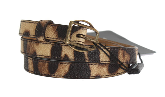 Dolce & Gabbana Brown Leopard Gold Buckle Belt