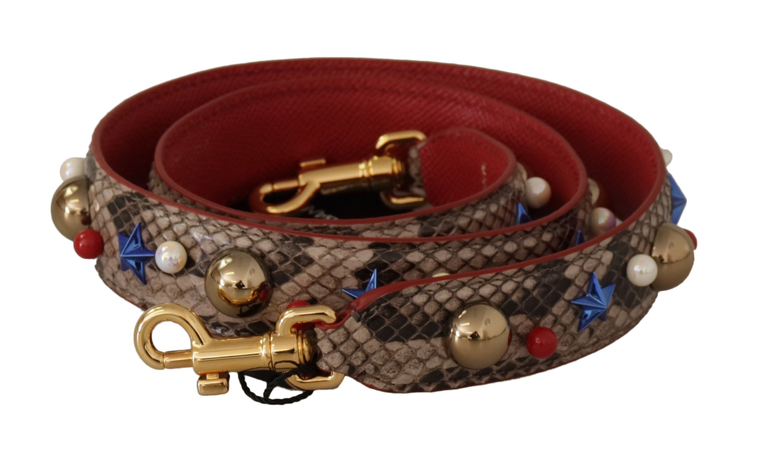 Vintage Dolce Gabbana Snakeskin Leather & Two Tone Metal Round Buckle Belt