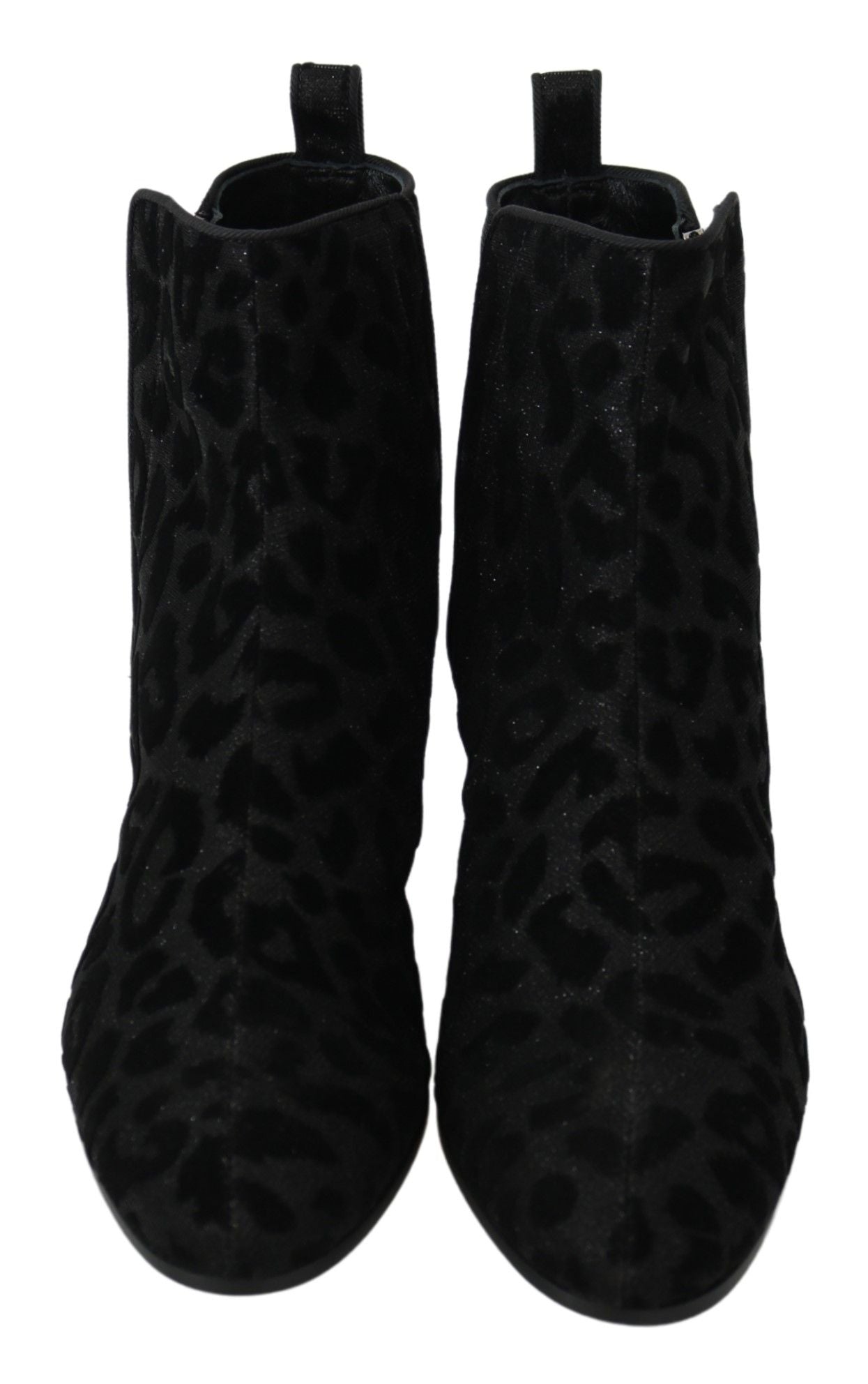 Elegant Black Leopard Print Short Boots