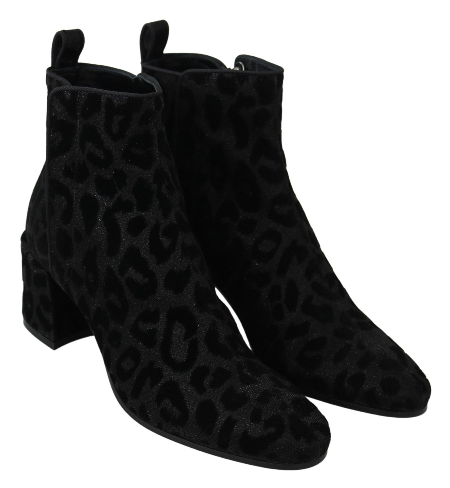 Elegant Black Leopard Print Short Boots
