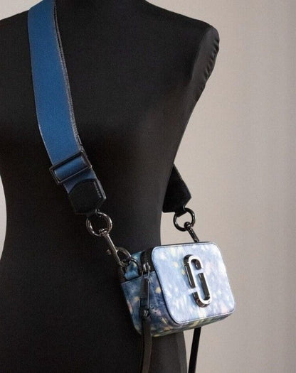 The Snapshot bag Watercolor Blue Printed Leather Shoulder Bag Purse