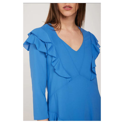 Elegant Light Blue Ruffled Mini Dress