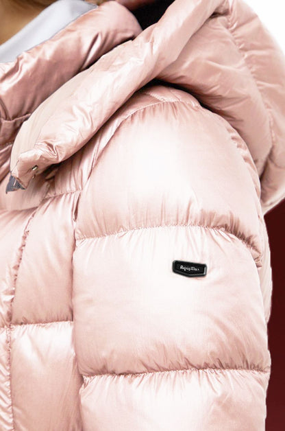 Elegant Long Down Jacket with Removable Hood