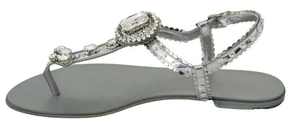 Elegant Silver Flats with Crystal Embellishments