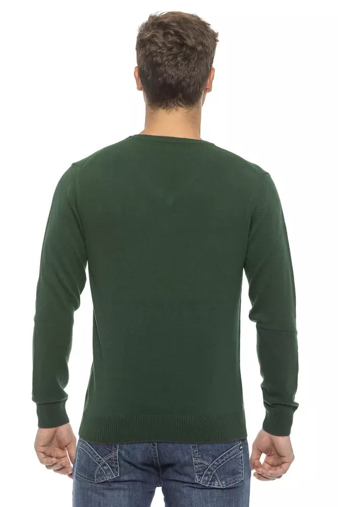 Elegant Green V-Neck Men's Sweater