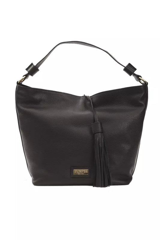 Elegant Leather Shoulder Bag in Timeless Black
