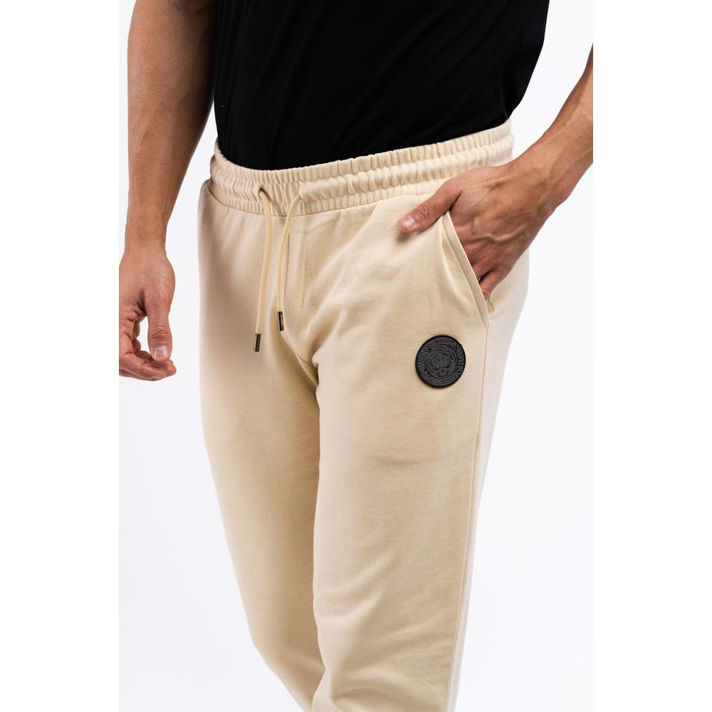 Beige Cotton Athletic Pants