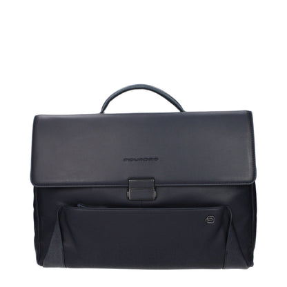 Blue Leather Business And Laptop Bag