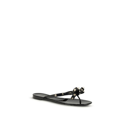 Black Pvc Flat Sandals