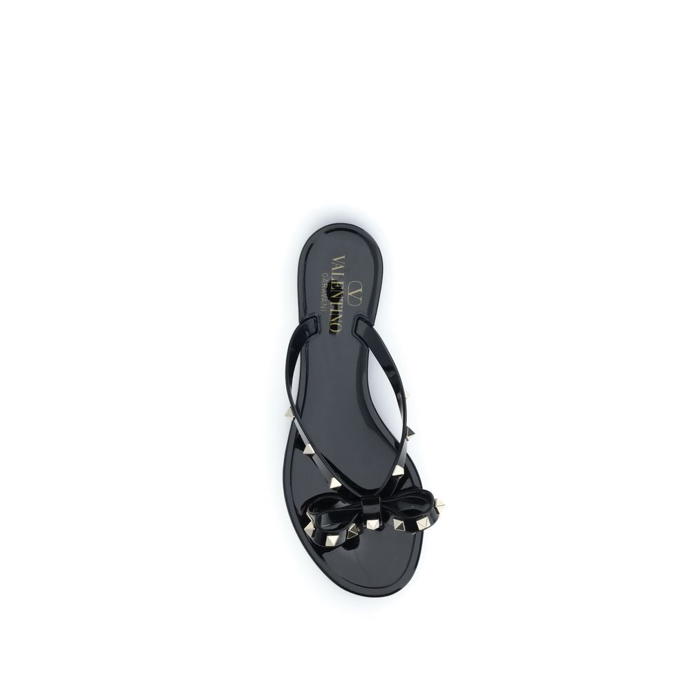 Black Pvc Flat Sandals
