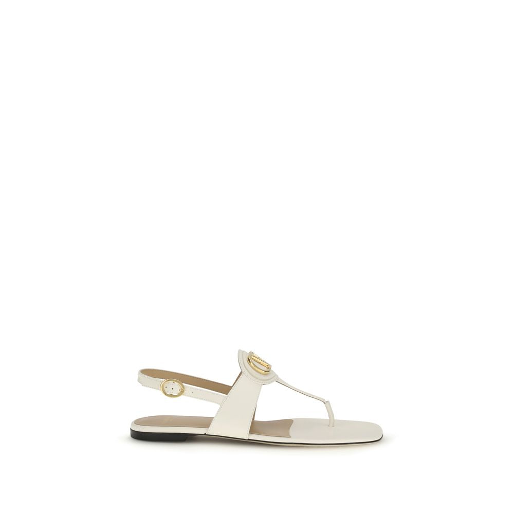 Cream Calf Leather Bos Taurus Flat Sandals