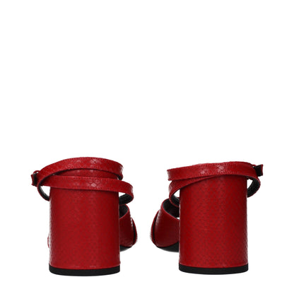 Red Leather Platform Sandals