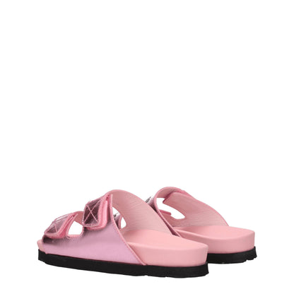 Pink Leather Slippers
