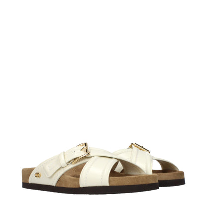 Beige Leather Slippers