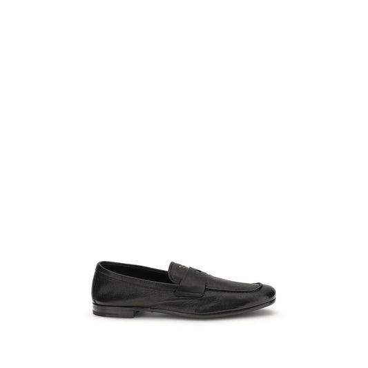 Black Calf Leather Bos Taurus Slip-On Loafers